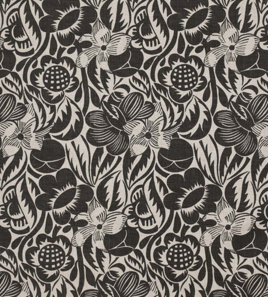 Fleurs Etoilees Fabric - Charcoal - Christopher Farr Cloth - CF135 - 02 - Premier Wallcovering