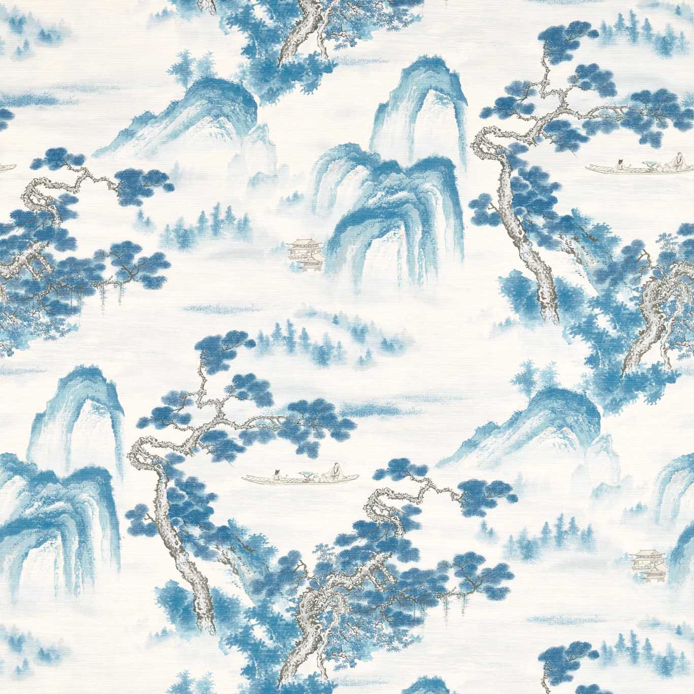 Floating Mountains Wallpaper - Indigo - ZHIW312984 - Zoffany - Premier Wallcovering