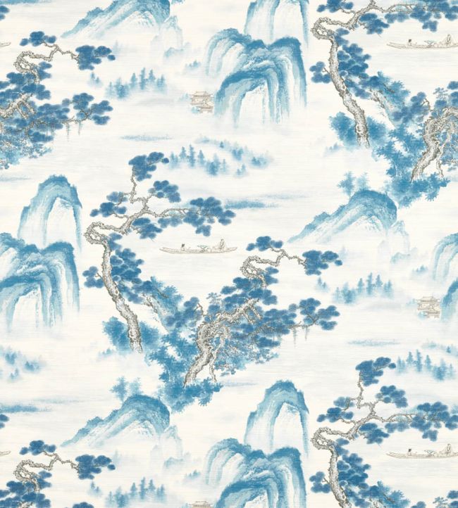 Floating Mountains Wallpaper - Indigo - ZHIW312984 - Zoffany - Premier Wallcovering