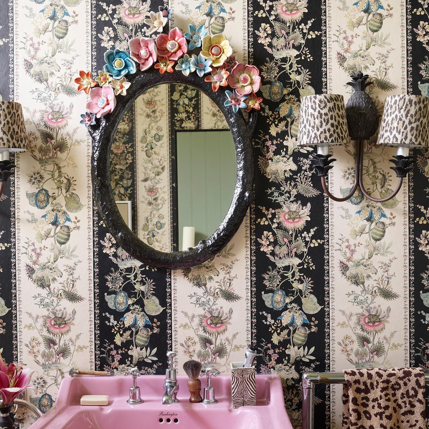 Flora Fantasia Stripe Wallpaper - Noir - House of Hackney - 1 - WA - FLF - DI - STR - XXX - 004 - Premier Wallcovering