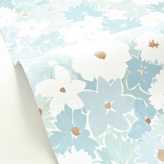 Flora Wallpaper - Bleu - Caselio - 104416659 - Premier Wallcovering