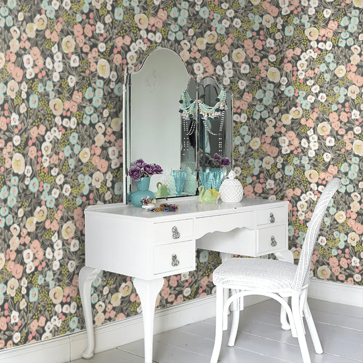 Flora Wallpaper - Midnight Blush - Ohpopsi - GHS50121W - Premier Wallcovering