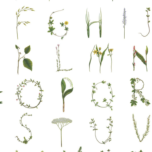 Floral Alphabet Mini Wallpaper - English - Rebel Walls - R18532 - Premier Wallcovering