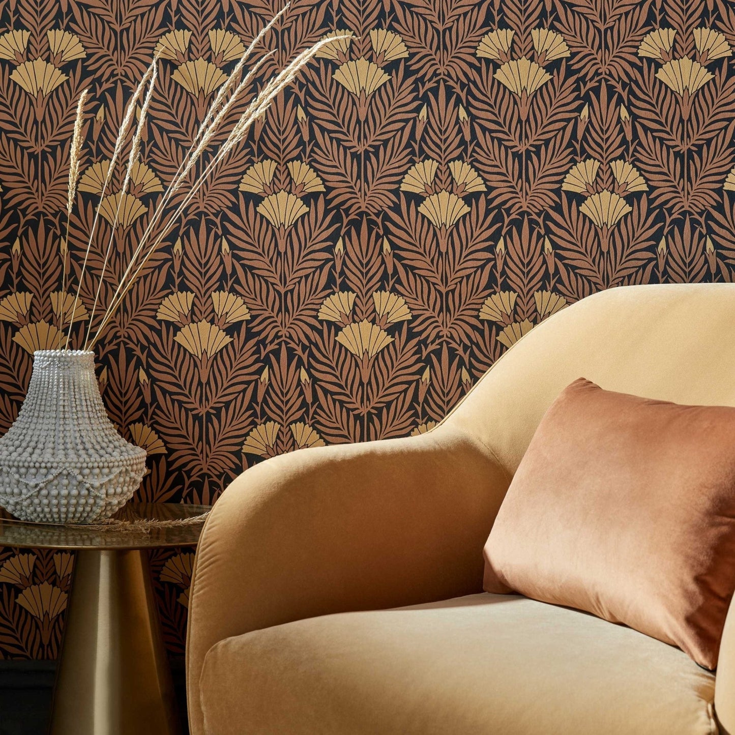 Floral Fanfare Wallpaper - Burnt Orange - 1838 wallcoverings - 2311 - 171 - 03 - Premier Wallcovering