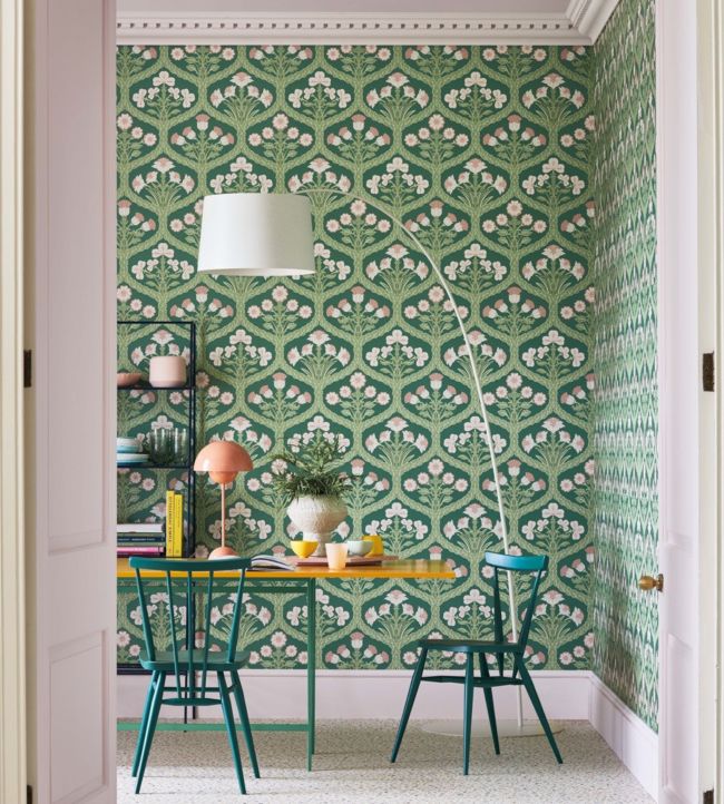Floral Kingdom Wallpaper - Rose & Forest on Charcoal - 116/3010 - Cole & Son - Premier Wallcovering