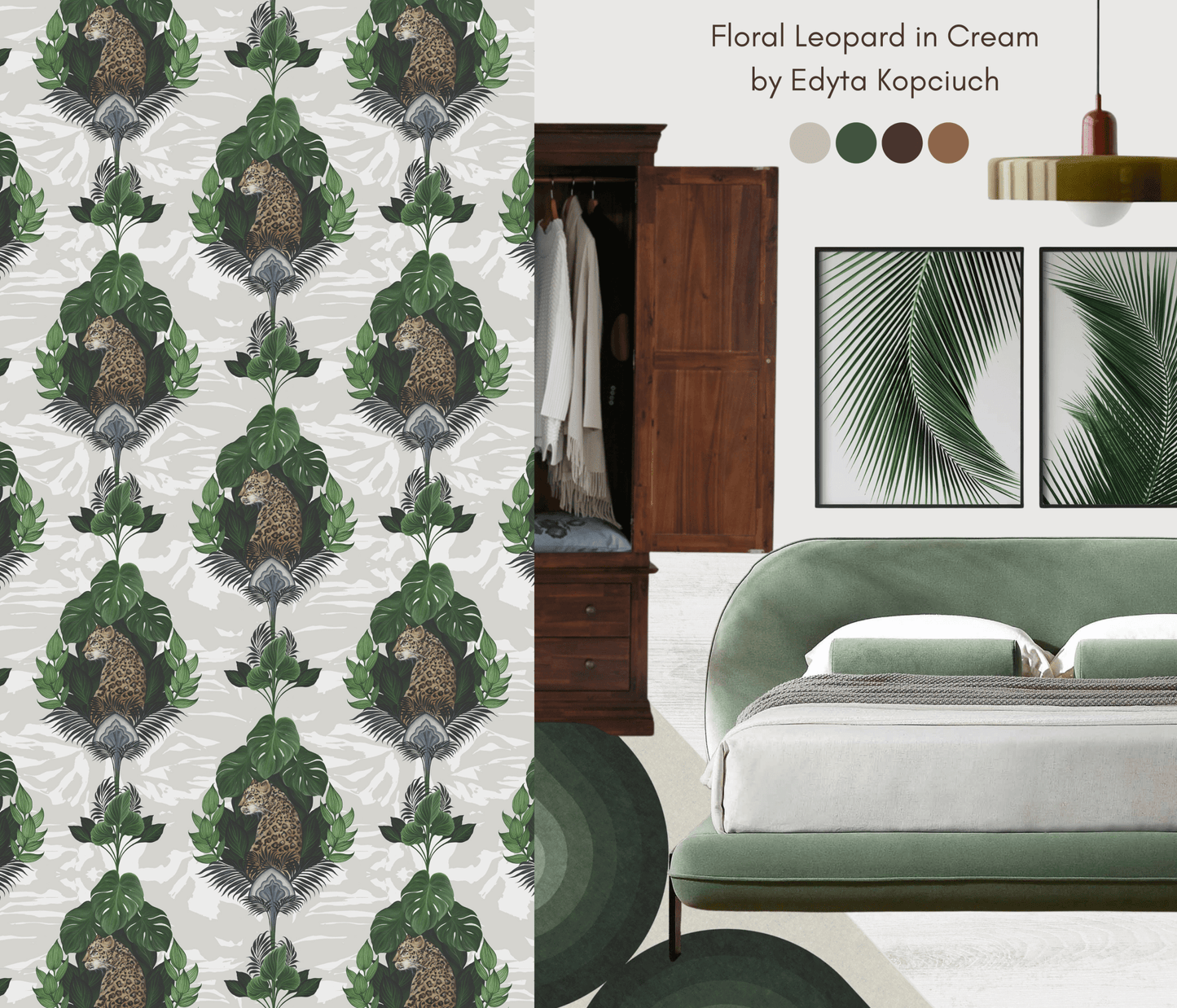 Floral Leopard Wallpaper - Cream - The Graduate Collection - EK01LEOPARDCREAM - Premier Wallcovering