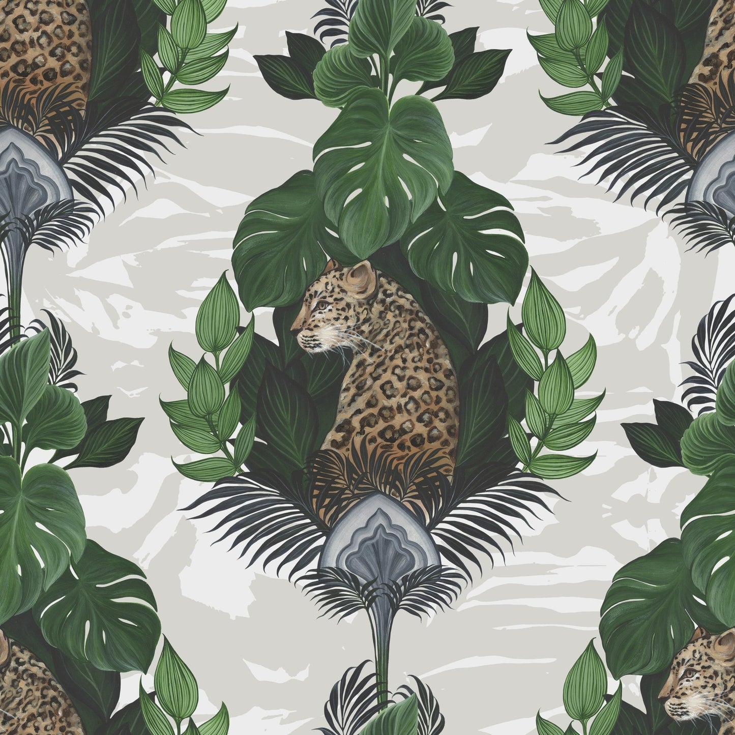 Floral Leopard Wallpaper - Cream - The Graduate Collection - EK01LEOPARDCREAM - Premier Wallcovering