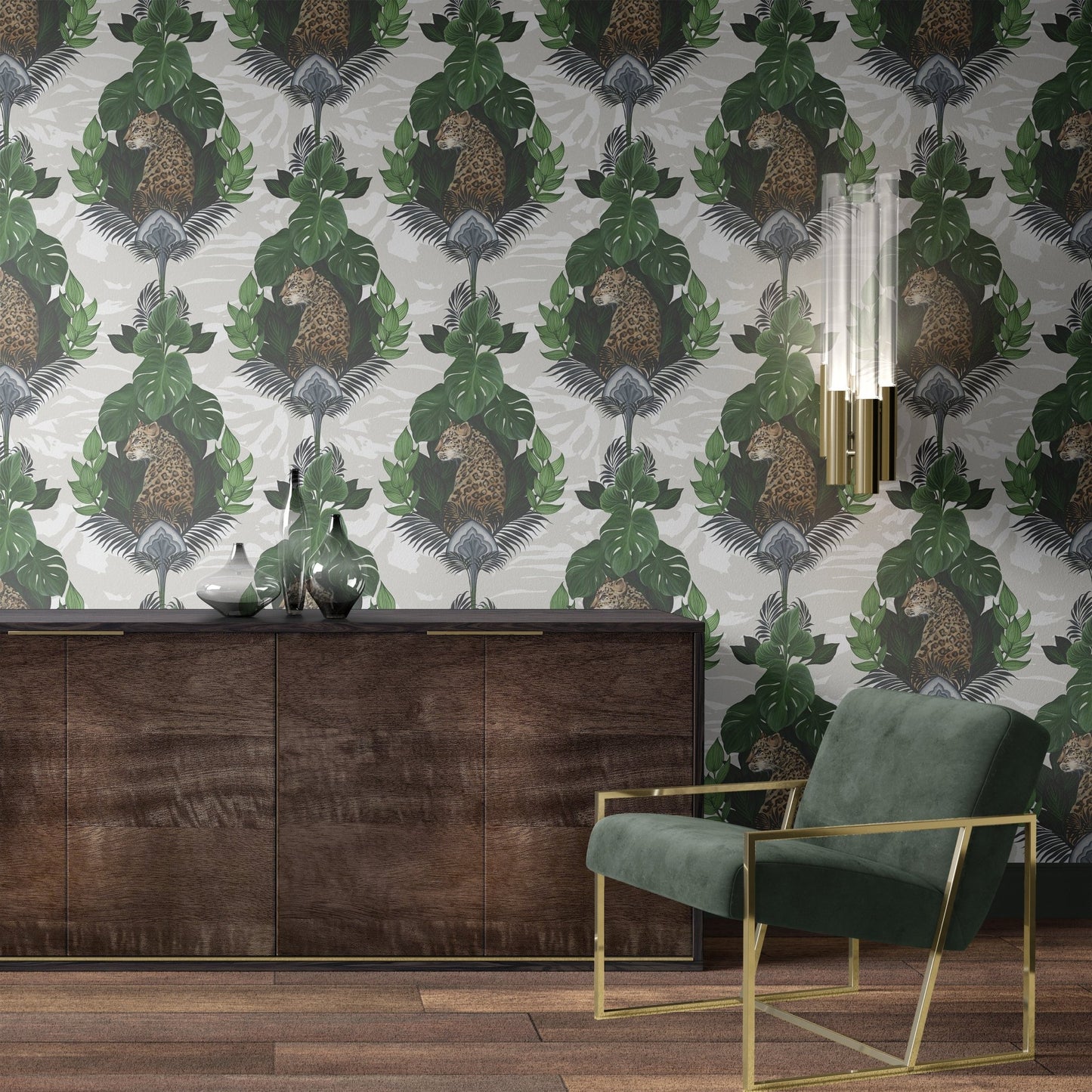 Floral Leopard Wallpaper - Cream - The Graduate Collection - EK01LEOPARDCREAM - Premier Wallcovering