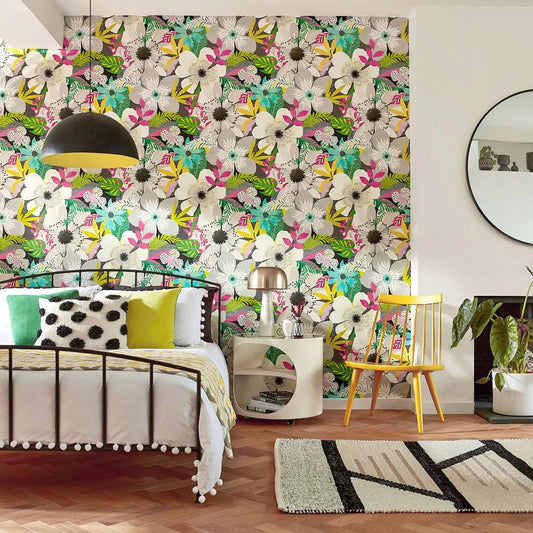 Floral Riot Wallpaper - Chalk & Carbon - Ohpopsi - CEP50101W - Premier Wallcovering