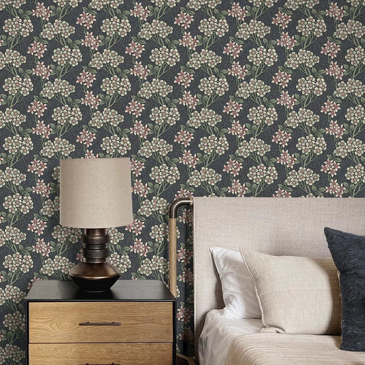 Floral Vine Wallpaper - Smoke & Laurel Green - NextWall - NW56110 - Premier Wallcovering