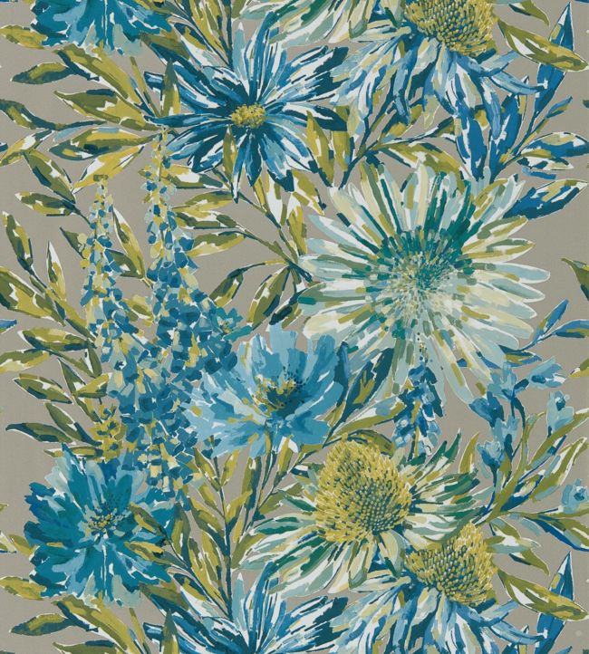 Floreale Wallpaper - Cornflower/Gilver - HSTO111496 - Harlequin - Premier Wallcovering