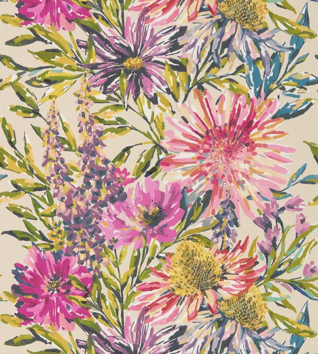 Floreale Wallpaper - Tangerine/Fuchsia - HSTO111497 - Harlequin - Premier Wallcovering