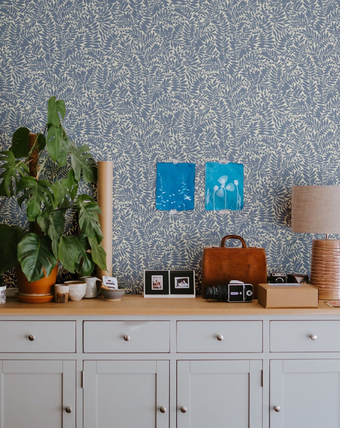Florence Wallpaper - Blue - Summer Gray - Premier Wallcovering