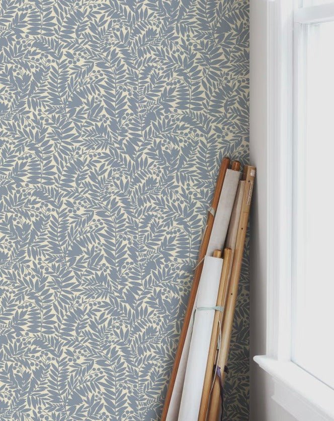 Florence Wallpaper - Blue - Summer Gray - Premier Wallcovering