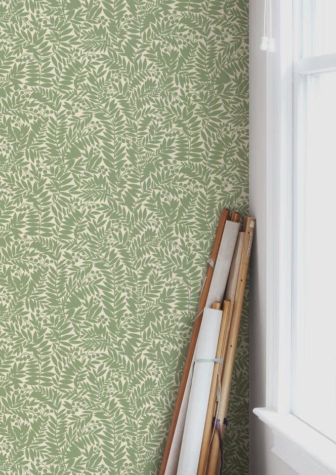 Florence Wallpaper - Green - Summer Gray - Premier Wallcovering