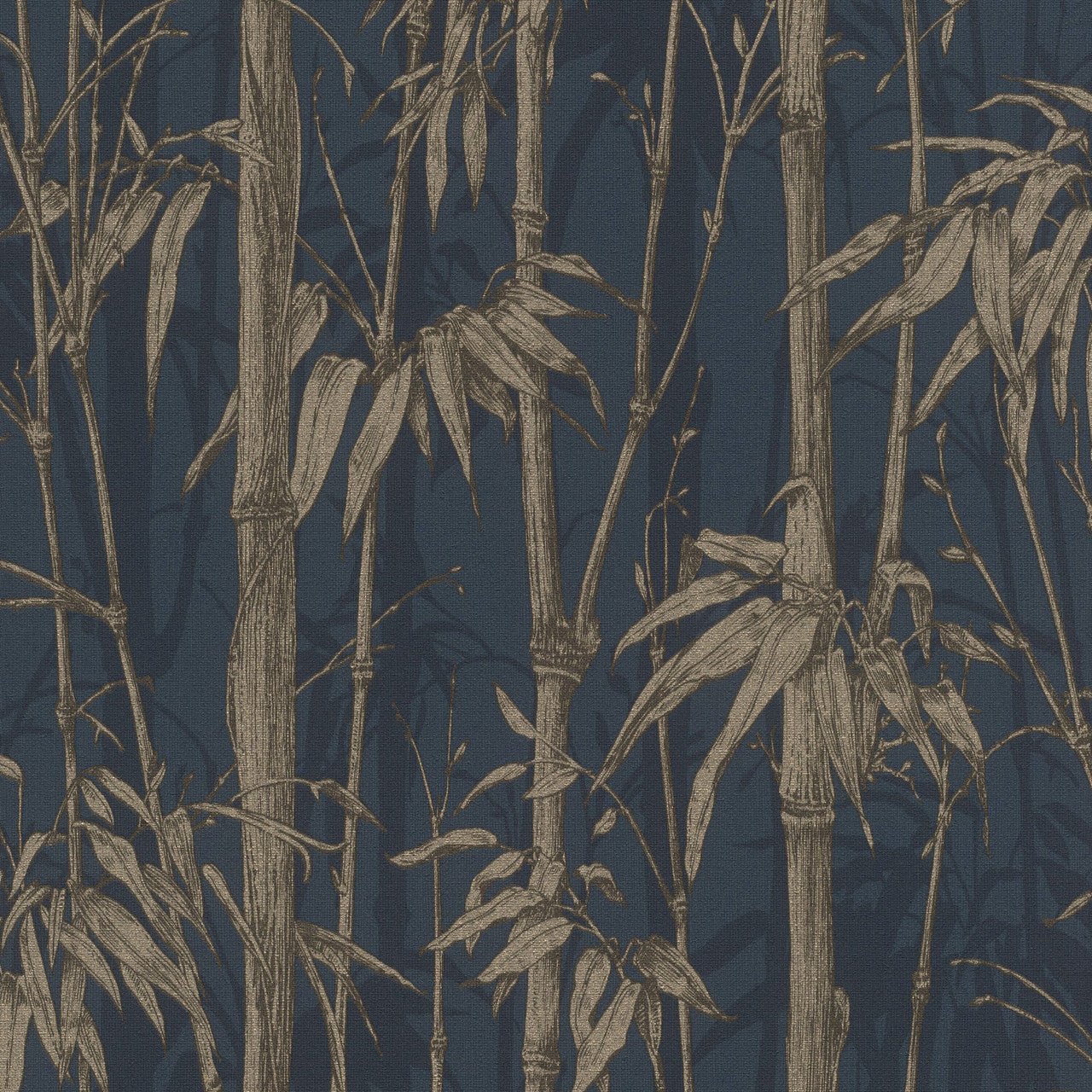 Florentine Bamboo Wallpaper - Navy Blue & Gold - Rasch - 484892 - Premier Wallcovering