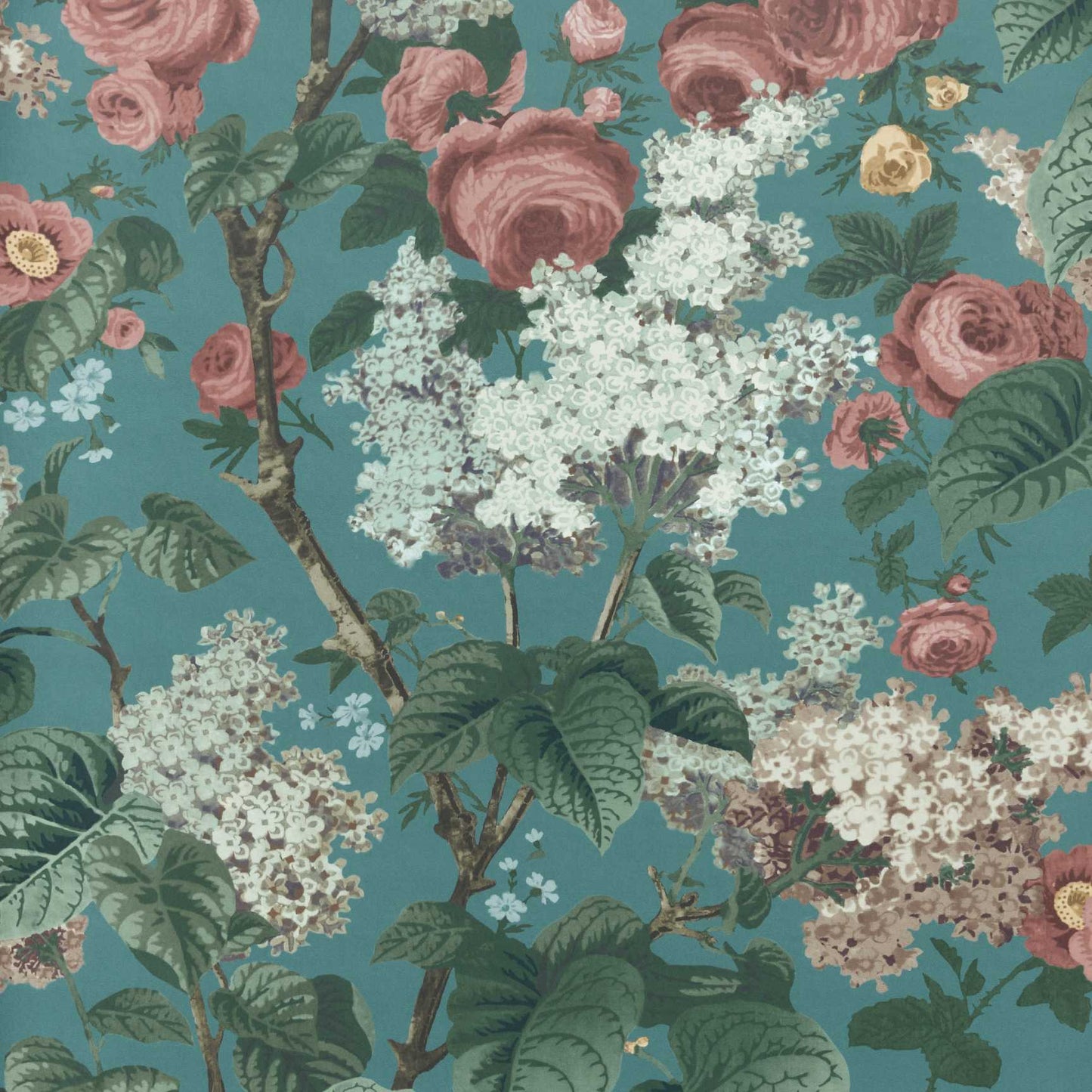 Floribunda Wallpaper - Teal - 1838 wallcoverings - 2311 - 168 - 03 - Premier Wallcovering