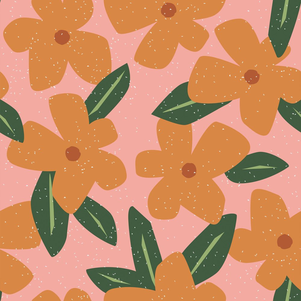 Flower Bomb Wallpaper - Pink & Orange - Lust Home - LH900274 - Premier Wallcovering