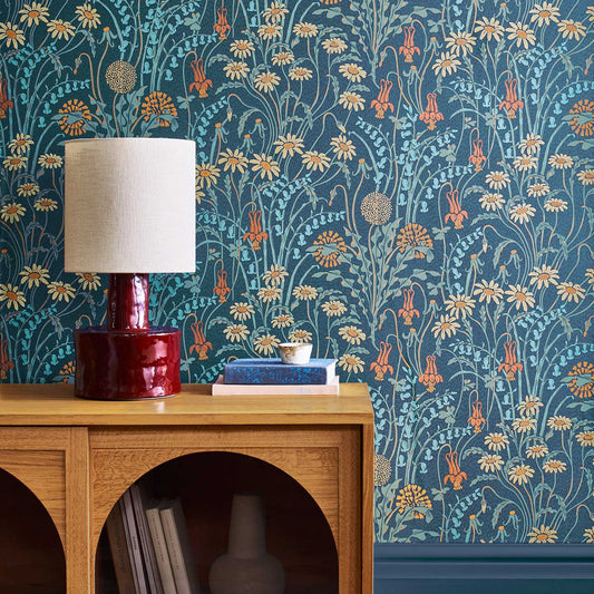 Flower Meadow Wallpaper - Prussian Blue - 1838 wallcoverings - 2412 - 178 - 01 - Premier Wallcovering