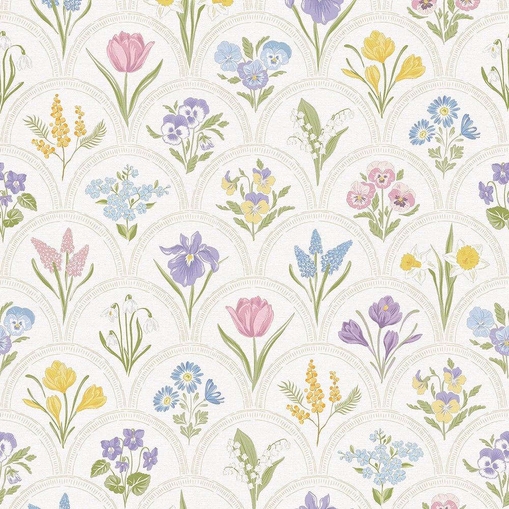 Flowers for Victoria Wallpaper - Country Pastels - LAN100212 - Lucie Annabel - Premier Wallcovering