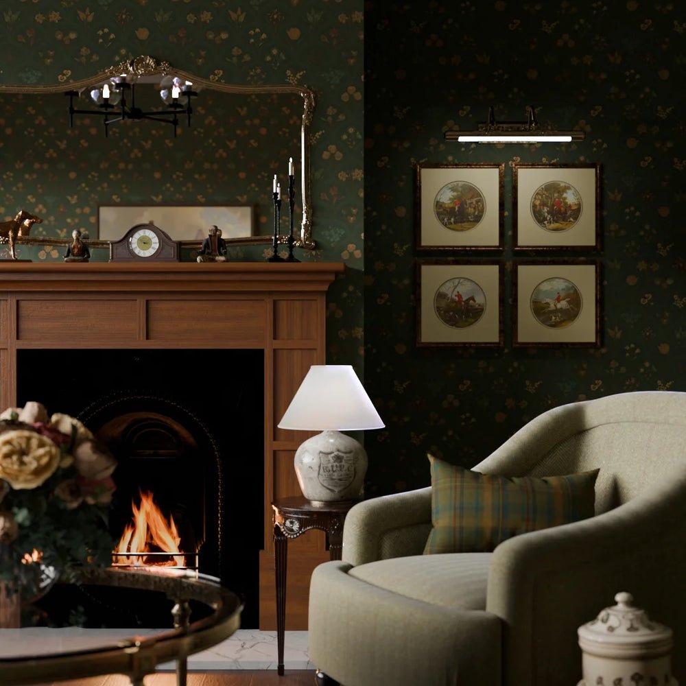 Flowers for Victoria Wallpaper - Rural Tones on Pine Green - LAN100213 - Lucie Annabel - Premier Wallcovering