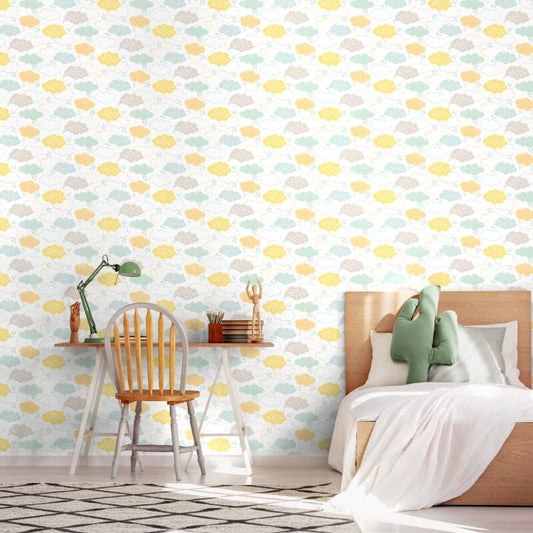 Fluffy Clouds Wallpaper - Lemon Fizz - Hoopla Walls - HWA1281W - Premier Wallcovering