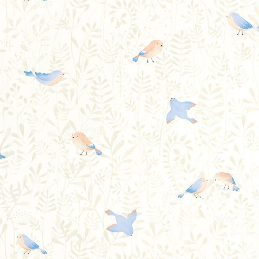 Flying Bird Once Upon A Time Wallpaper - Bleu Ciel - Casadeco - 88316471 - Premier Wallcovering