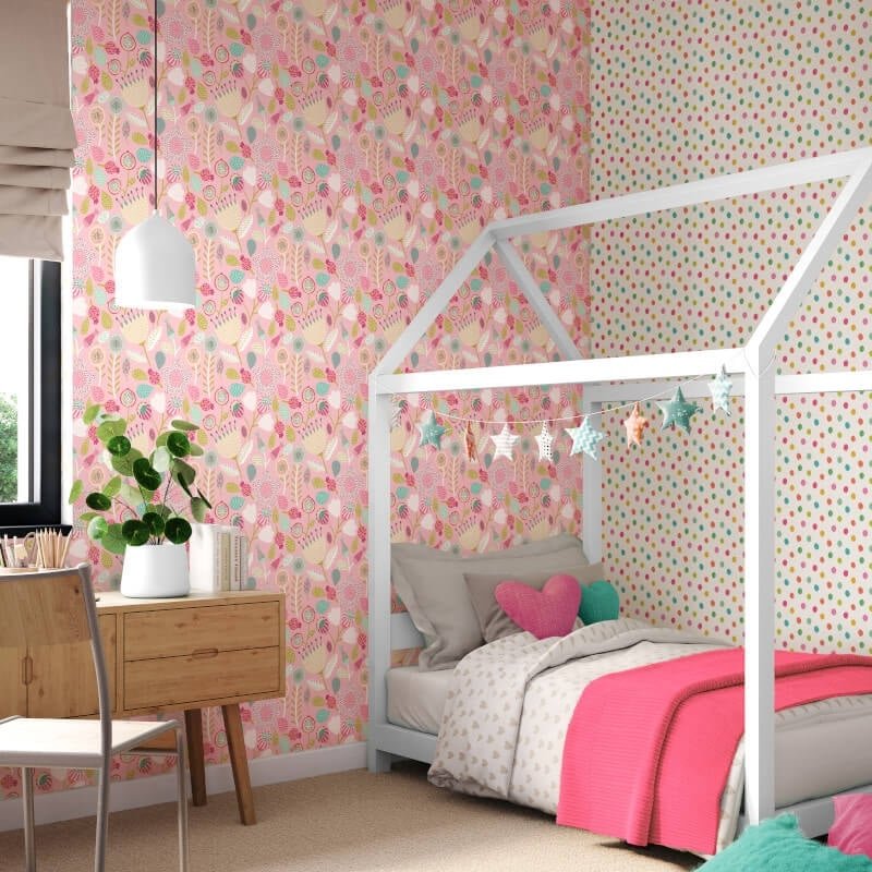 Folk Floral Wallpaper - Dolly Mixtures - Hoopla Walls - HWA1288W - Premier Wallcovering