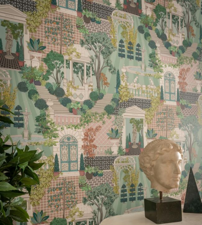 Follies Wallpaper - Green / Blush - Osborne & Little - W7459-01 - Premier Wallcovering