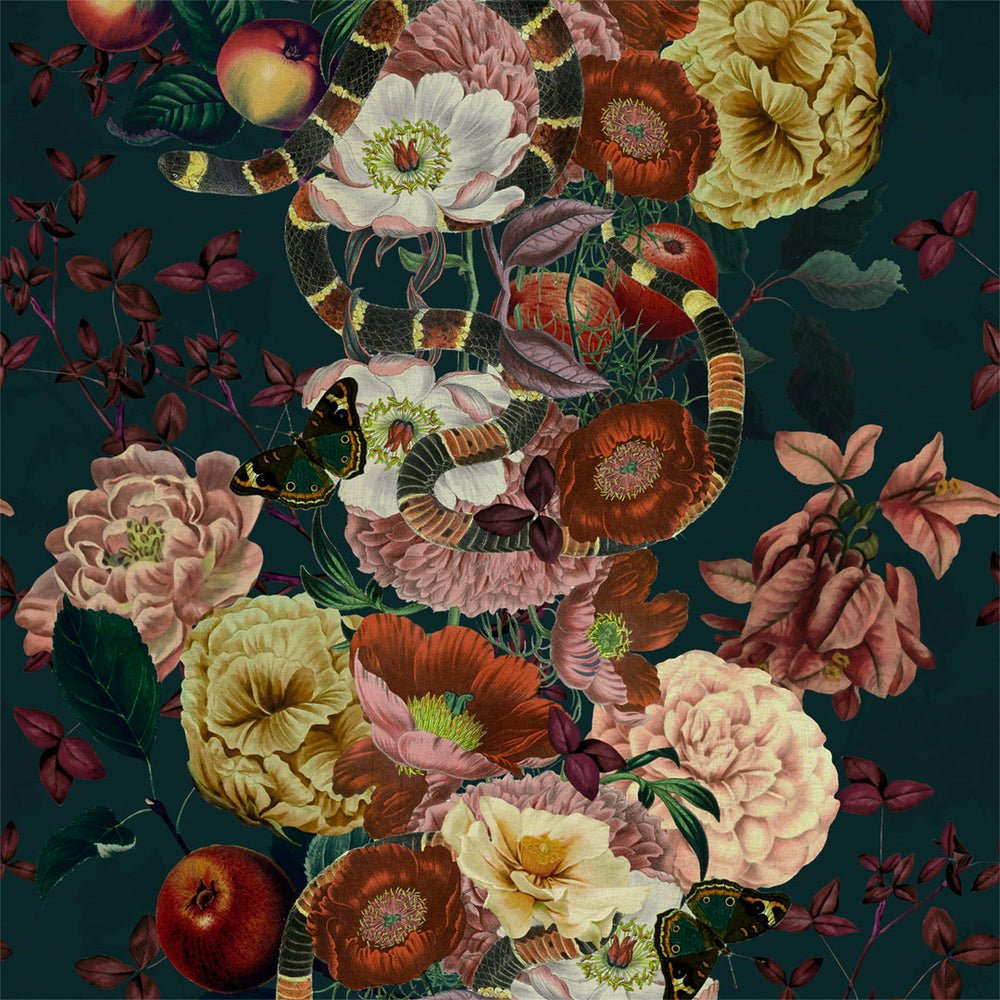 Forbidden Fruit Wallpaper - Petrol Blue - Lust Home - LH900355 - Premier Wallcovering