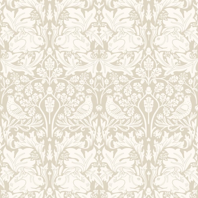 Forest Rabbit Wallpaper - Natural - Hoopla Walls - HWA1137W - Premier Wallcovering