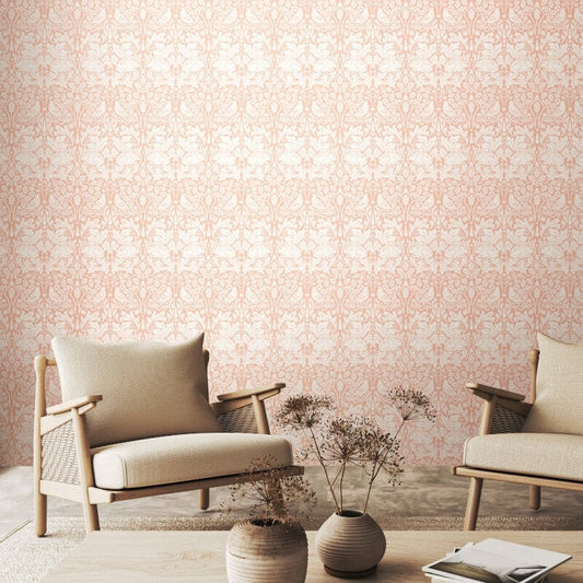 Forest Rabbit Wallpaper - Soft Pink - Hoopla Walls - HWA1136W - Premier Wallcovering