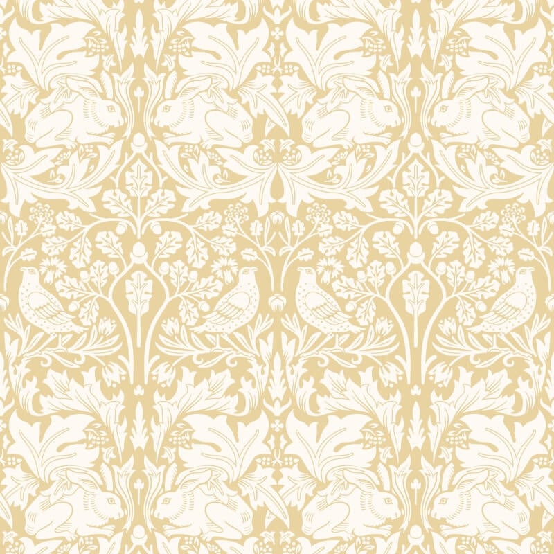 Forest Rabbit Wallpaper - Mustard - Hoopla Walls - HWA1139W - Premier Wallcovering