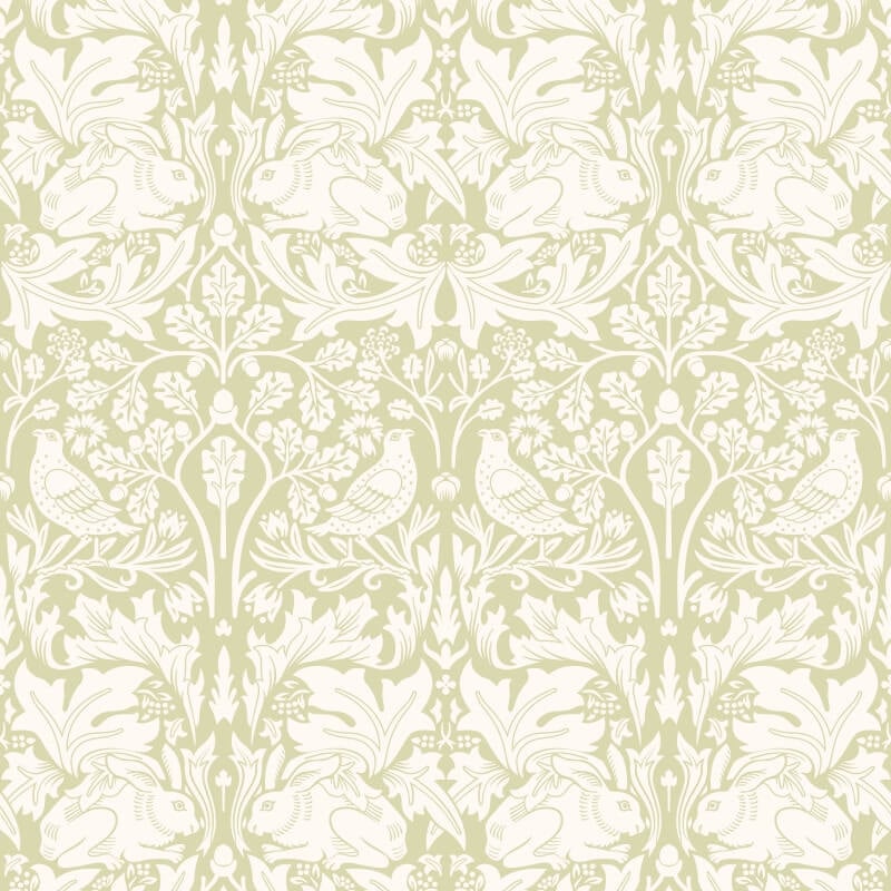 Forest Rabbit Wallpaper - Pale Green - Hoopla Walls - HWA1140W - Premier Wallcovering