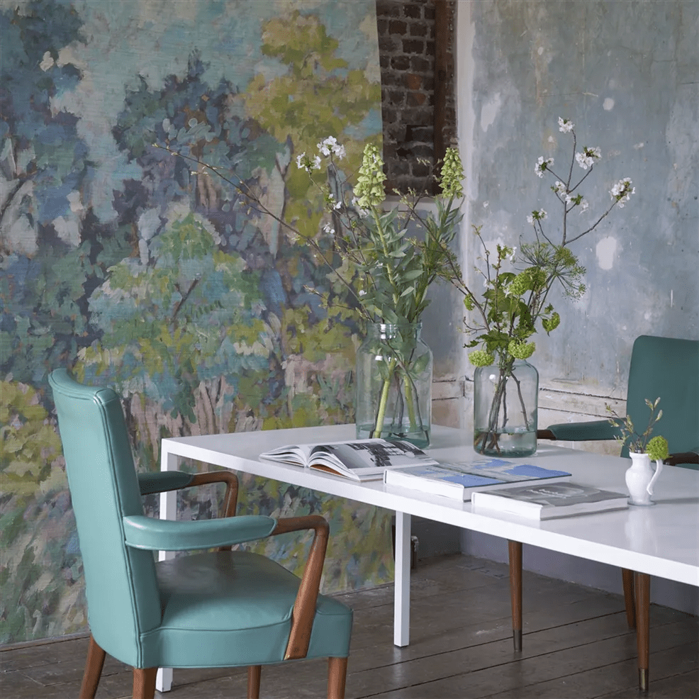Foret Impressionniste Grasscloth Wallpaper - Celadon - PDG1183/01 - Designers Guild - Premier Wallcovering