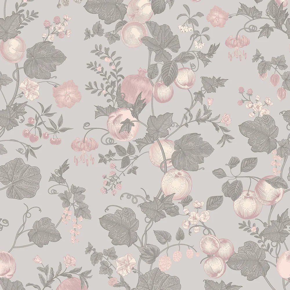 Forgotten Fruit Wallpaper - Violet Grey and Vintage Rose - LAN100068 - Lucie Annabel - Premier Wallcovering