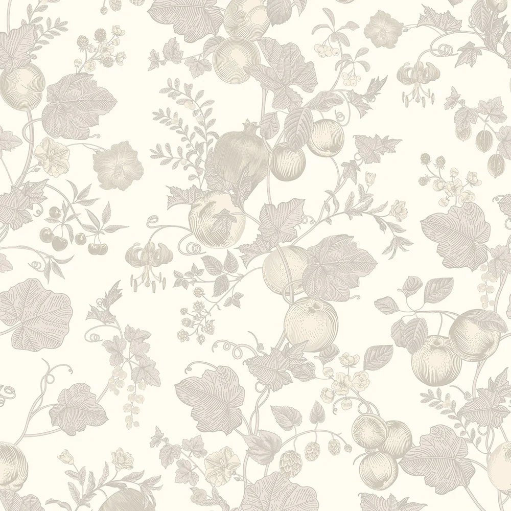 Forgotten Fruit Wallpaper - Vintage Cream and Vintage Grey - LAN100067 - Lucie Annabel - Premier Wallcovering