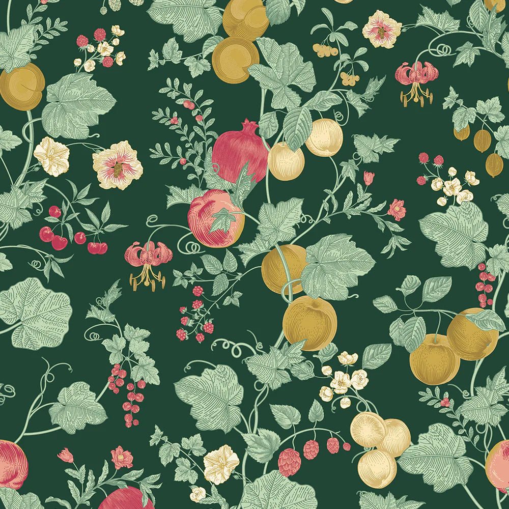 Forgotten Fruit Wallpaper - Guava and Ochre on Castleton Green - LAN100065 - Lucie Annabel - Premier Wallcovering