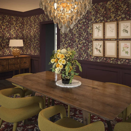 Forgotten Fruit Wallpaper - Sage Green, Raspberry and Gold on Wild Plum - LAN100094 - Lucie Annabel - Premier Wallcovering