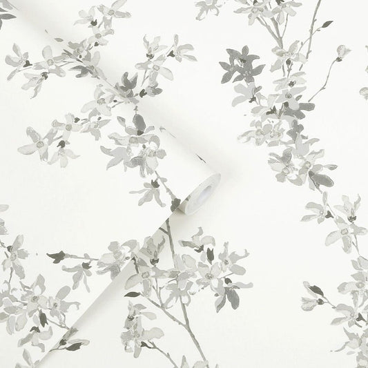 Forsythia Wallpaper - Steel - Laura Ashley - 113349 - Premier Wallcovering