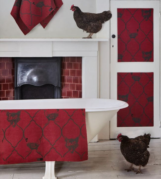 Fox And Hen Fabric - Brick - Barneby Gates - BGF030501 - Premier Wallcovering