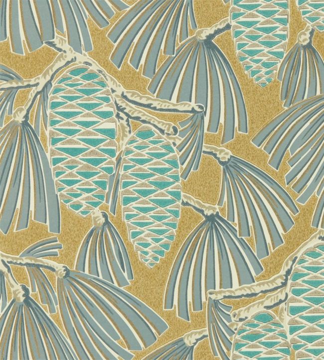 Foxley Wallpaper - Kingfisher/Gold - HSAW112127 - Harlequin - Premier Wallcovering