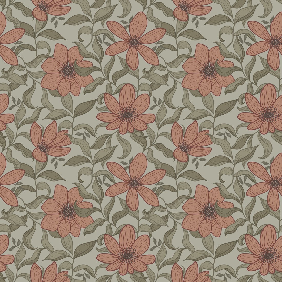 Fredrik Wallpaper - Ruby - Summer Gray - Premier Wallcovering