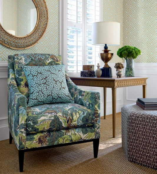 French Lattice Wallpaper - Spa Blue - Thibaut - T42050 - Premier Wallcovering