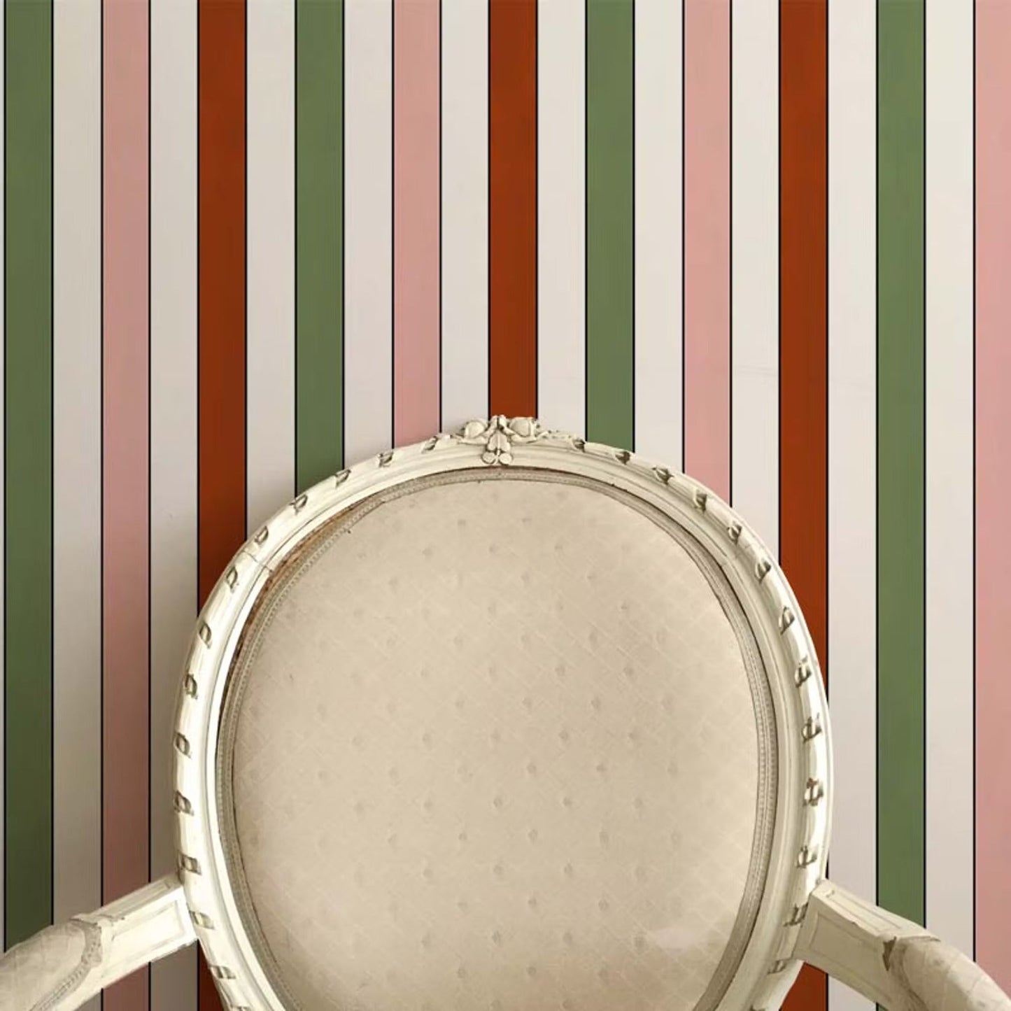 French Stripes Wallpaper - Green/red/pink - Ottoline - W/C&S/107/1 - Premier Wallcovering