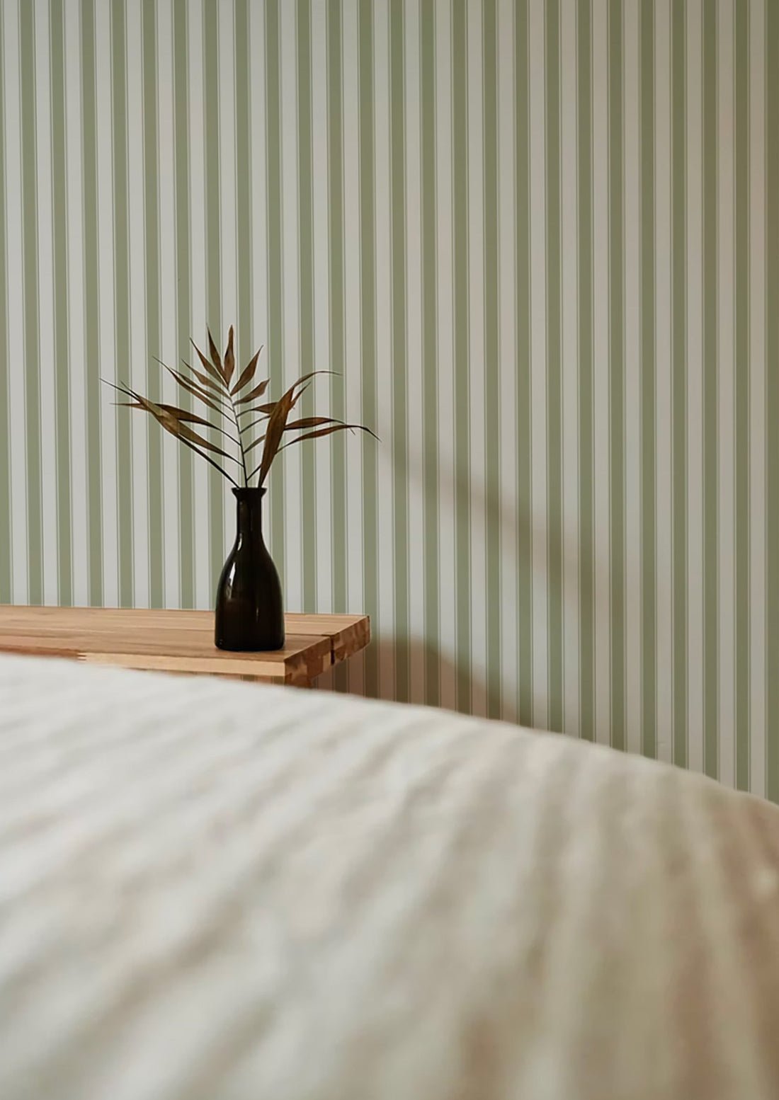 French Stripes Wallpaper - Green - Summer Gray - Premier Wallcovering