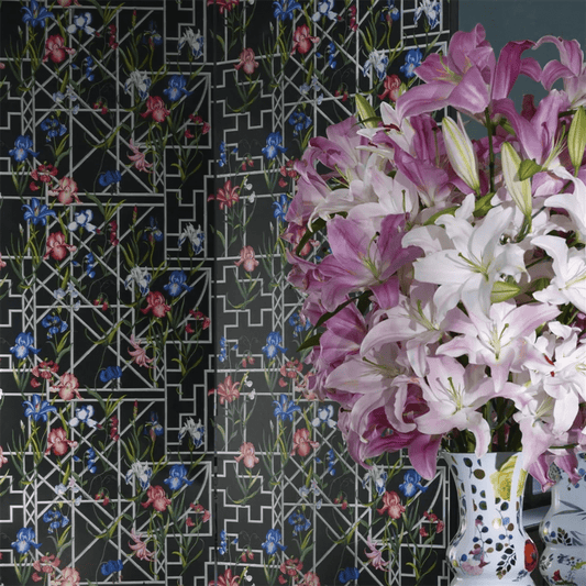 Fretwork Garden Wallpaper - Azur - Christian Lacroix - PCL7045/01 - Premier Wallcovering