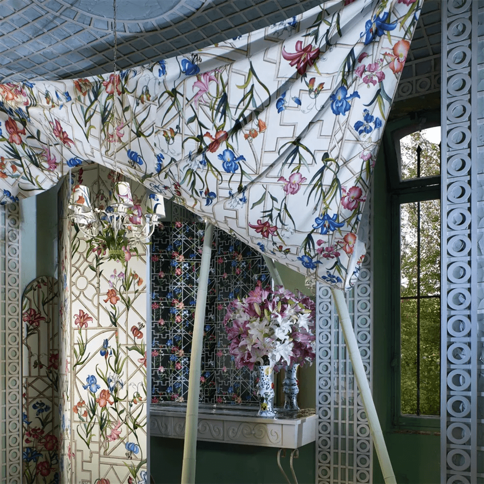 Fretwork Garden Wallpaper - Azur - Christian Lacroix - PCL7045/01 - Premier Wallcovering