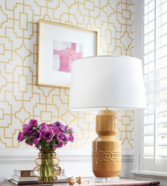 Fretwork Wallpaper - Navy - Thibaut - T20867 - Premier Wallcovering