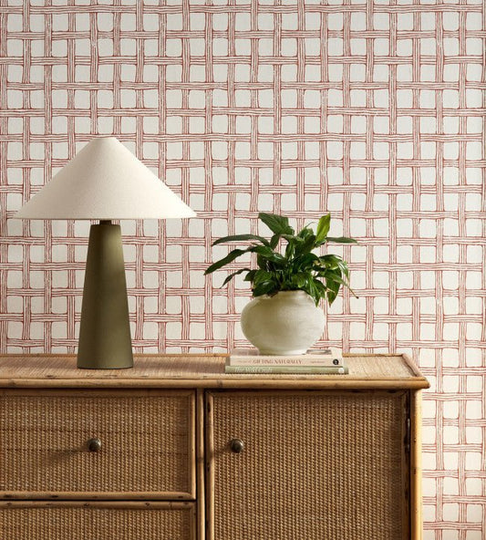 Fretwork Wallpaper - Ladybird Red - Scion - NSCW113261 - Premier Wallcovering